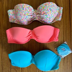 3 Victoria’s Secret Flirt Bandeau Bikini Tops | 34B